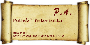 Pethő Antonietta névjegykártya